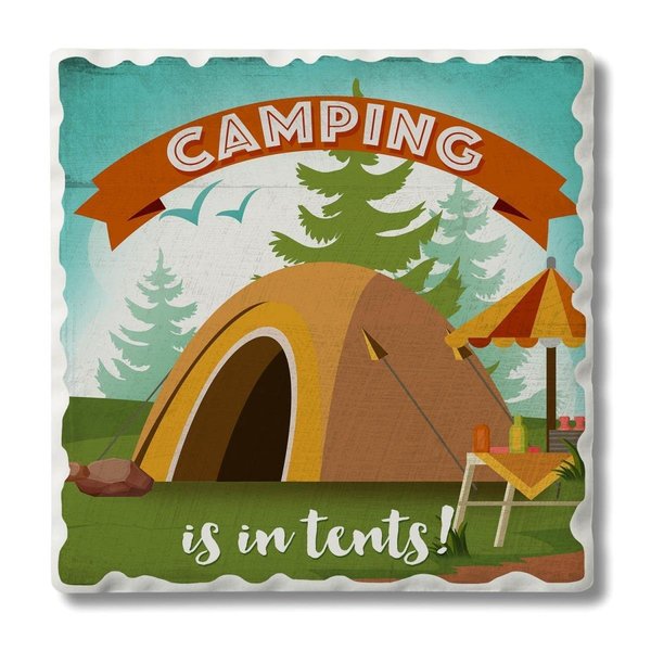 Counterart Counter Art Camping is in Tents Single Tumbled Tile Coaster CART0201590